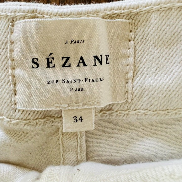 Sezane Women's Organic Textile Manu Trousers Flecked Ecru Pants - Picture 11 of 15